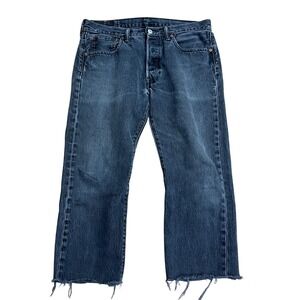 Levi's 501 Men's 32x23 Black Denim Jeans Button Fly Reworked Cut Off Grunge